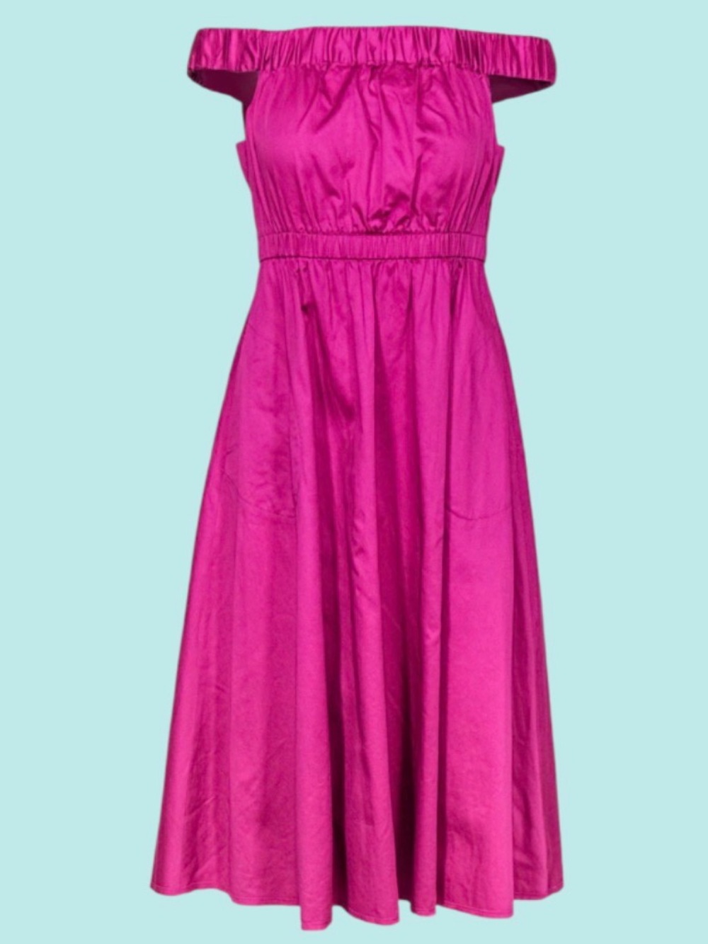 Maeve / Anthropologie Magenta Off-The-Shoulder Fit & Flare Dress - Size M